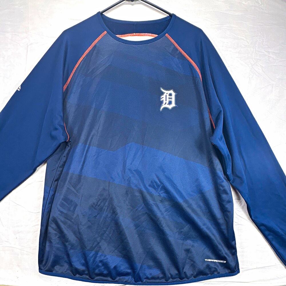 Majestic Detroit Tigers MLB Blue ThermaBase Long Sleeve Shirt Size XL